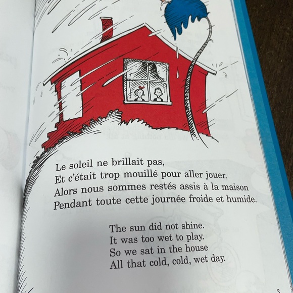 The Cat In The Hat By Dr Seuss (Hardcover in English & French) - Picture 3 of 3